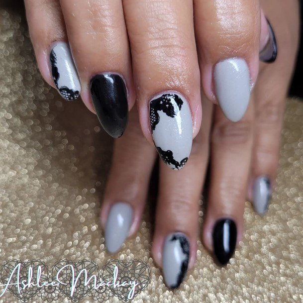 Black And Grey Nail Feminine Designs