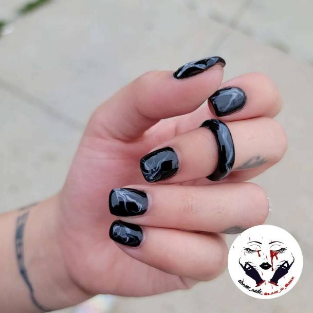 Black And Grey Nail For Ladies