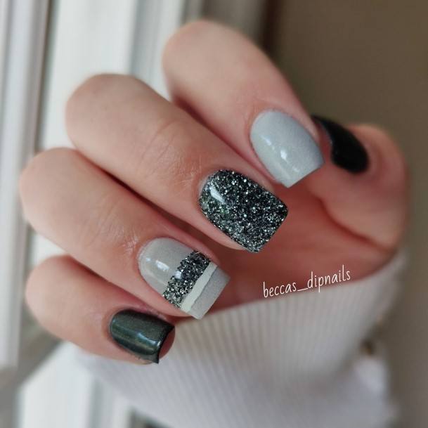 Black And Grey Nails Feminine Ideas