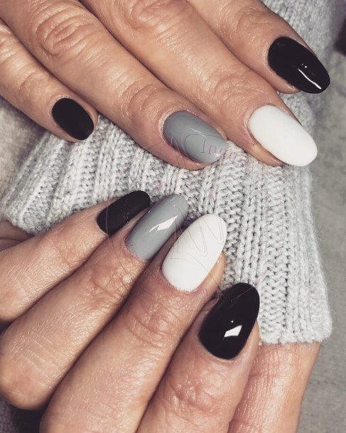 Black And Grey Womens Nails