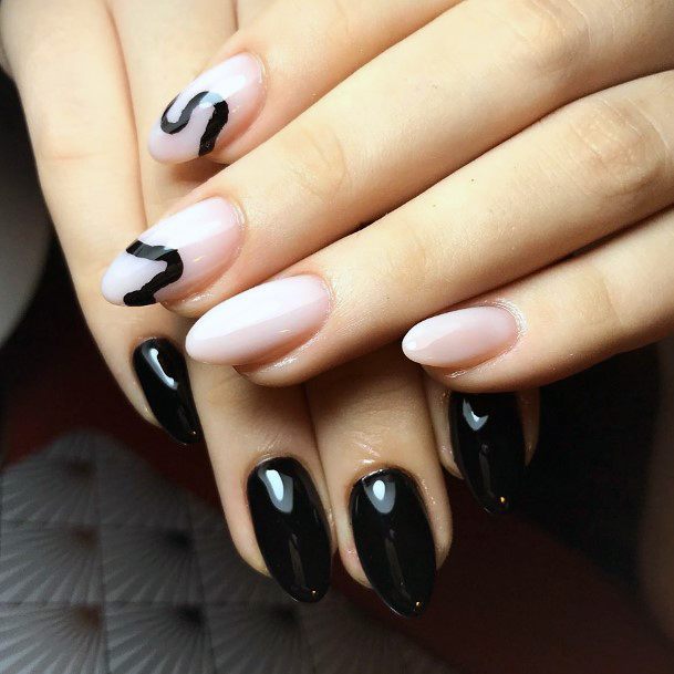 Black And Nude Pink Nails