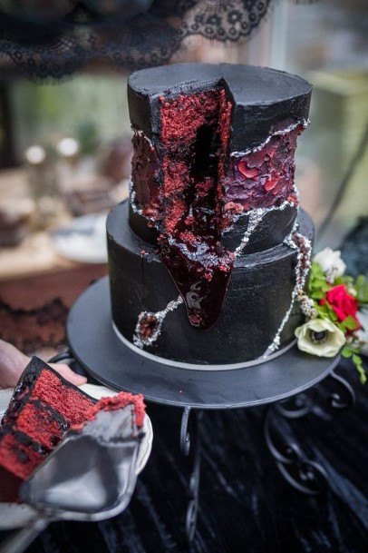 Black And Red Halloween Wedding Cake