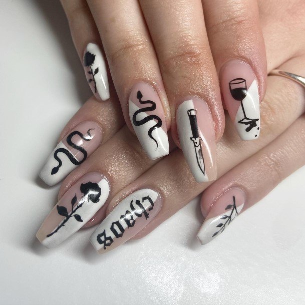 Black And White Girls Nail Ideas