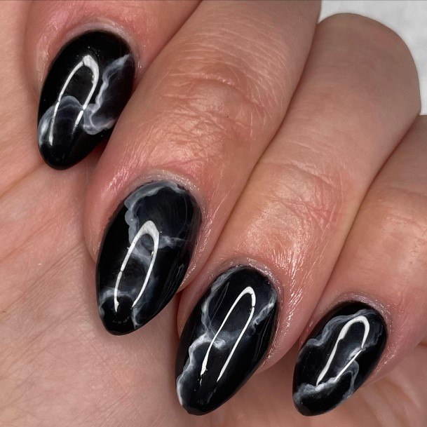 Black And White Marble Nails Feminine Ideas