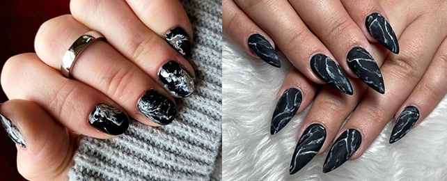 Top 100 Best Black And White Marble Nails For Women – Design Ideas