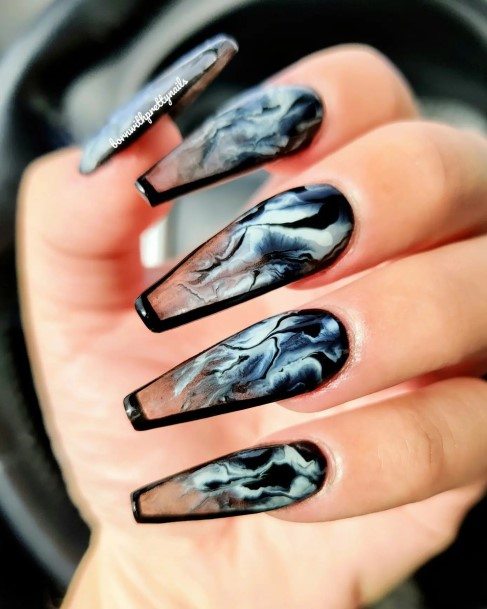 Black And White Marble Womens Nail Designs