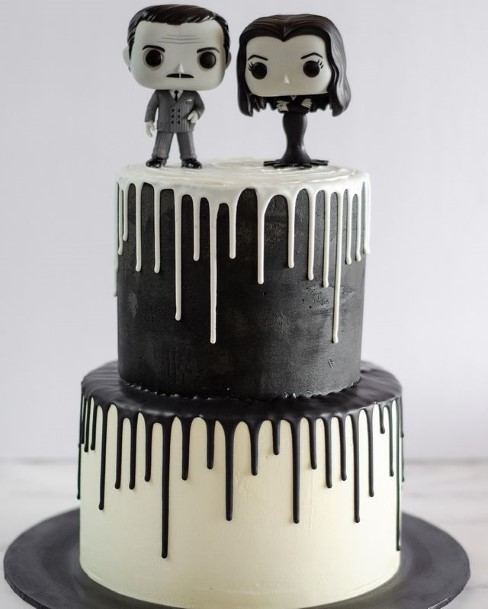 Black And White Melting Icing Halloween Wedding Cake