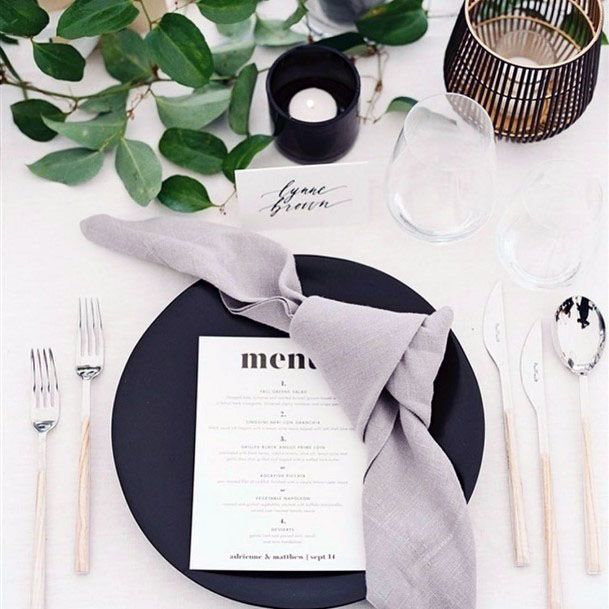 Black And White Menu Wedding Decor