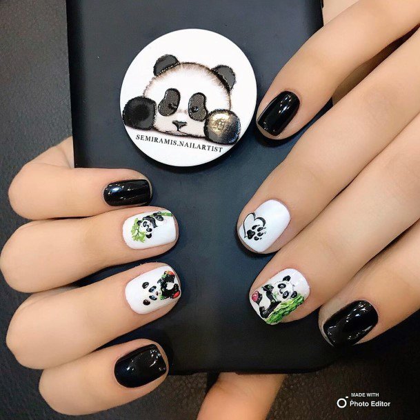 Black And White Panda Nails