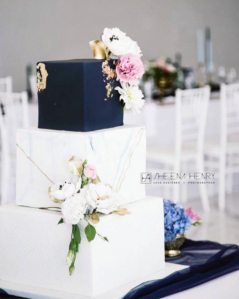 Black And White Square Wedding Cake