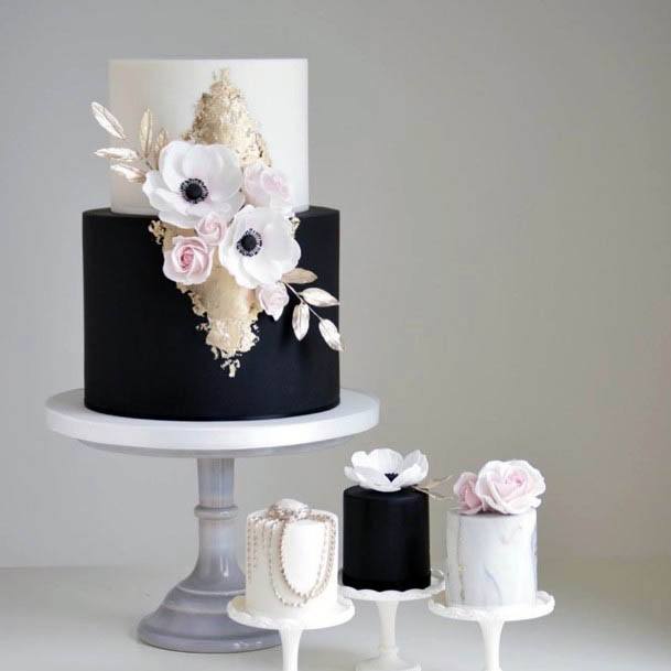 Black And White Wedding Cake Flowers