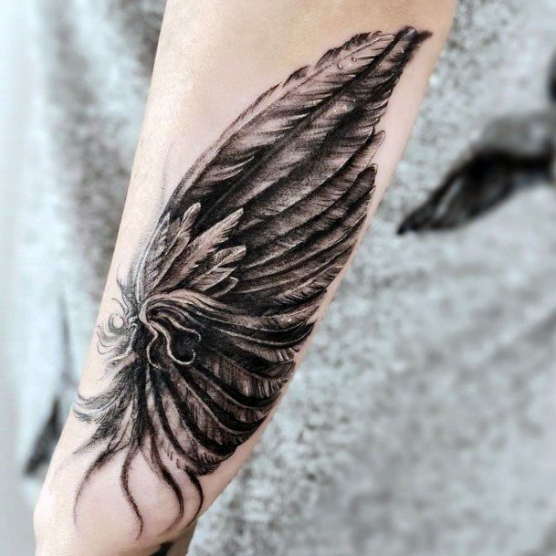 Black Angel Wings Tattoo Hands Women
