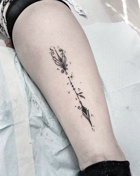 Black Arrow Tattoo Womens Leg