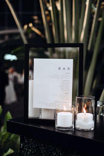 Black Bar Board And White Candles Wedding Decor