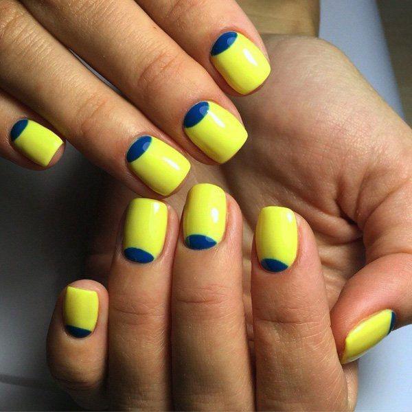 Black Based Neon Yellow Nails Women