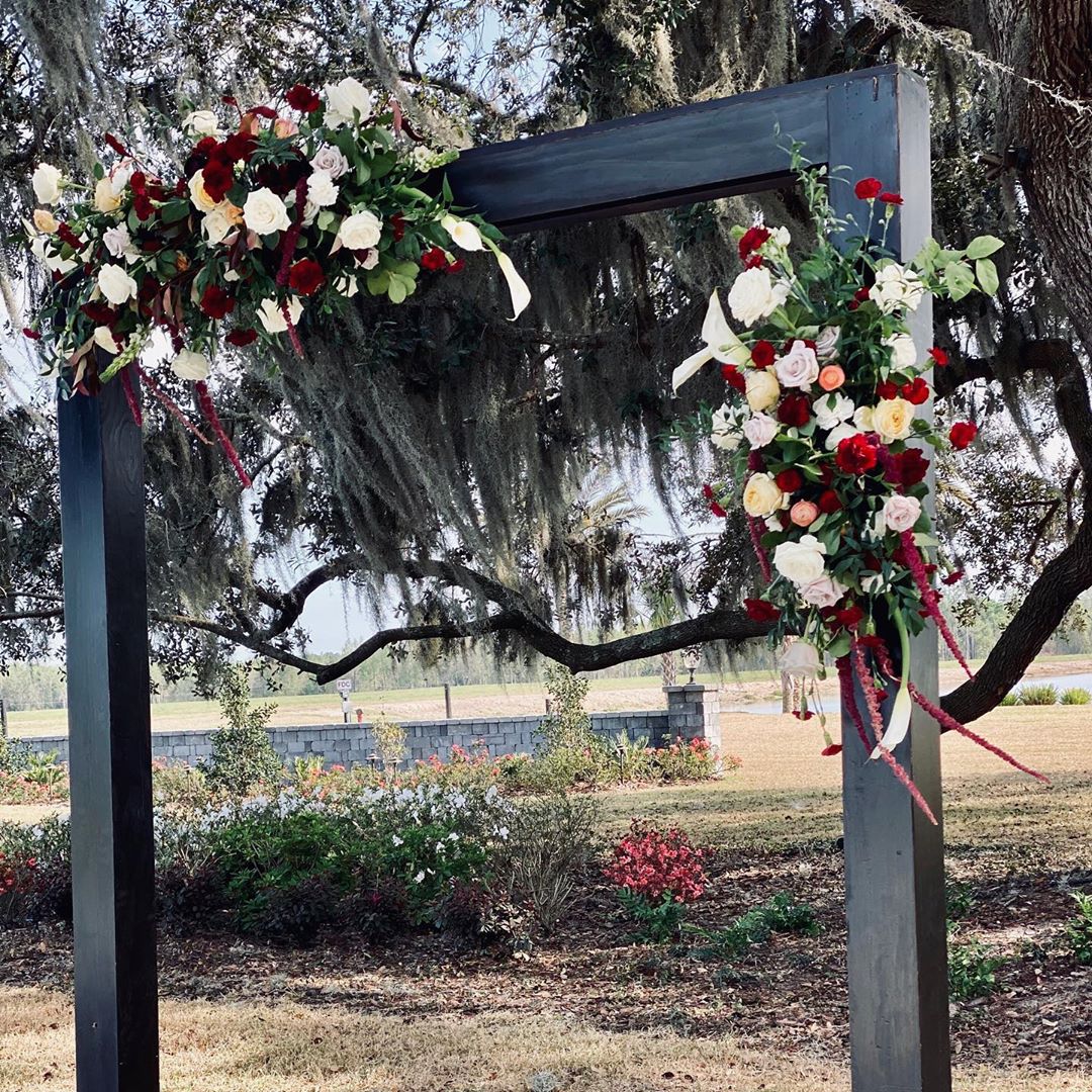 Black Beamed Wedding Flower Arch