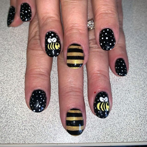 Black Bee Nail Art Women