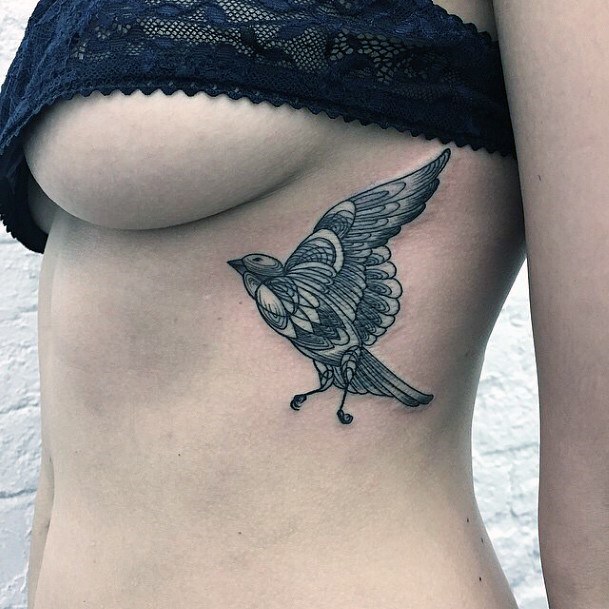 Black Bird Tattoo Womens Torso Art