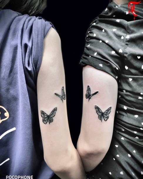 Black Butterlfies Tattoo Womens Arms Best Friends