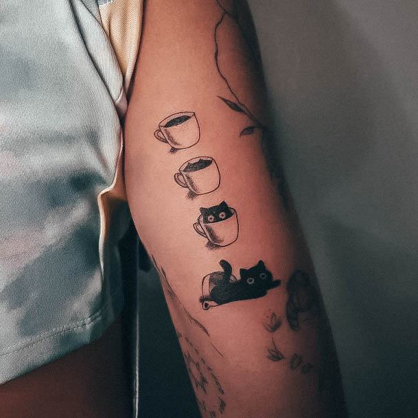 Black Cat Female Tattoo Designs