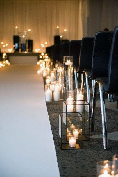 Black Chairs And White Candle Wedding Decor