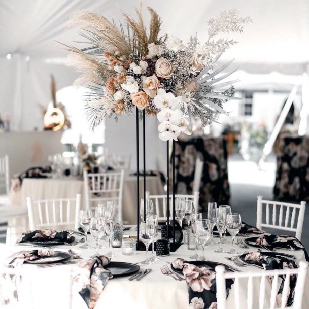 Black Floral Fabrics Dining Boho Wedding Decor