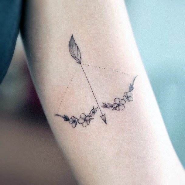 Black Florals And Arrow Tattoo Womens Arms