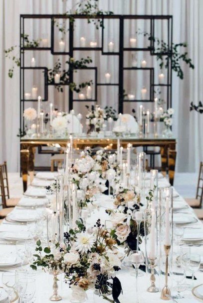 Black Framed White Dining Table Wedding Decor