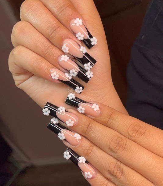 Black French Tip Girls Nail Ideas