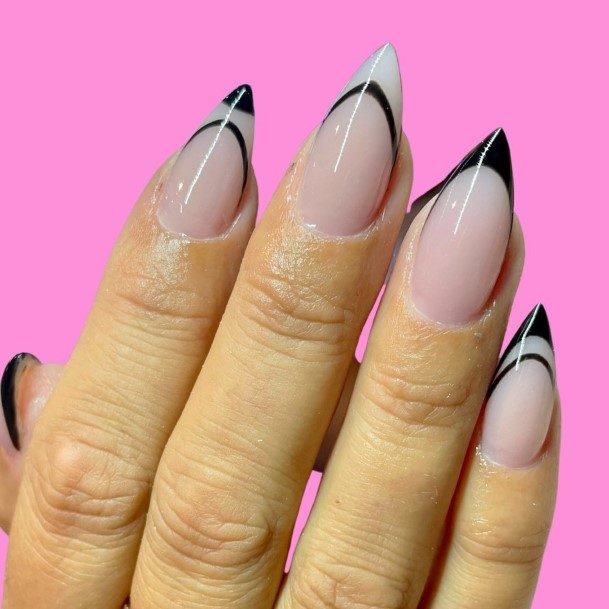 Black French Tip Nail For Ladies