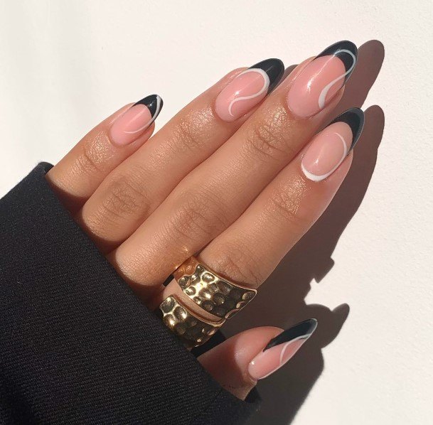 Black French Tip Nails Feminine Ideas