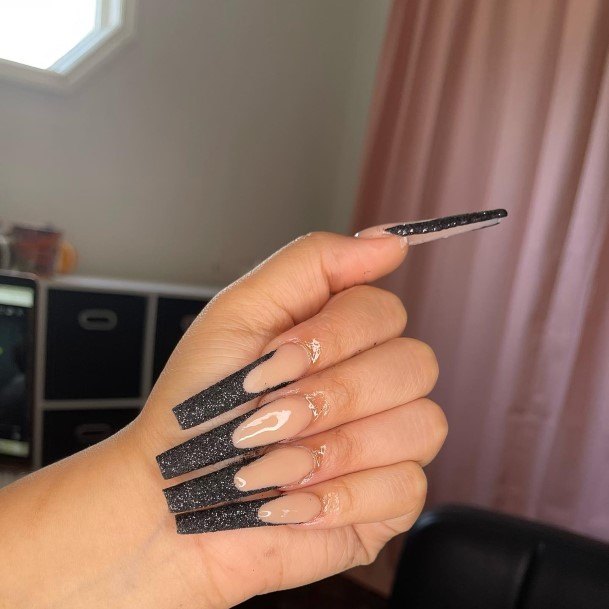 Black French Tip Nails For Girls