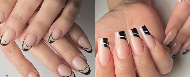 Top 100 Best Black French Tip Nails For Women – Classic Fingernail Ideas