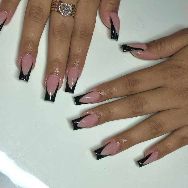 Black French Tip Womens Feminine Black French Tip Nails