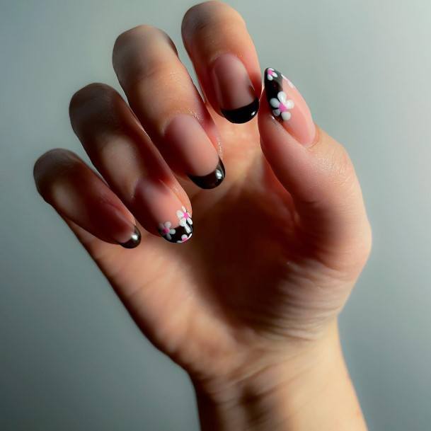 Black French Tip Womens Nail Designs