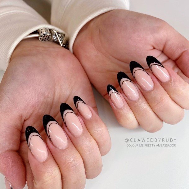 Black French Tip Womens Nail Ideas