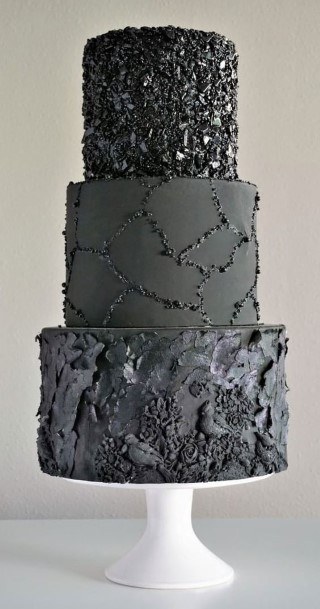 Black Gem Buttercream Wedding Cake