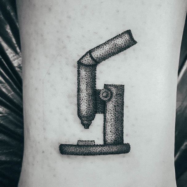 Black Grey Dot Microscope Tattoo For Ladies