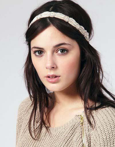 Black Haired Female With Pearl Headband