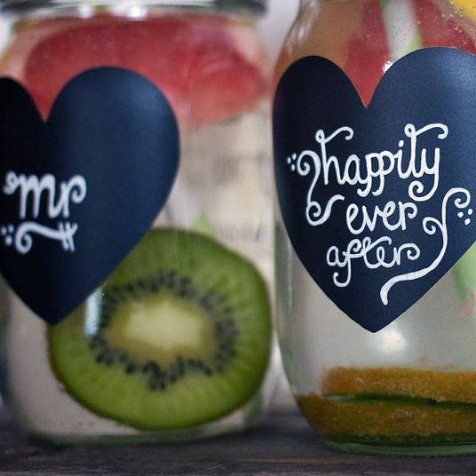 Black Heart Sticker On Mason Jar Wedding Decoration