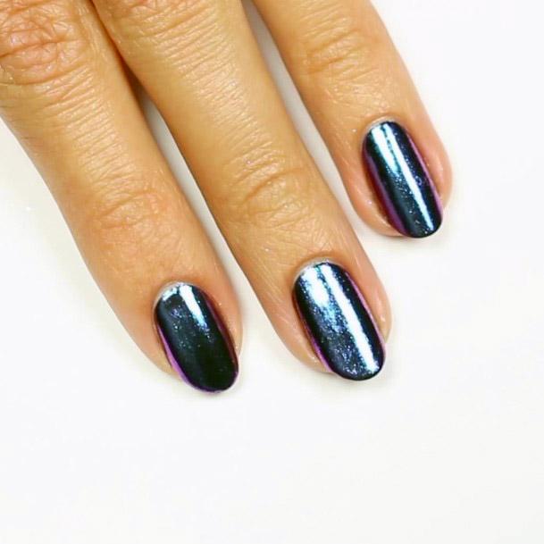 Black Iridescent Nails Women