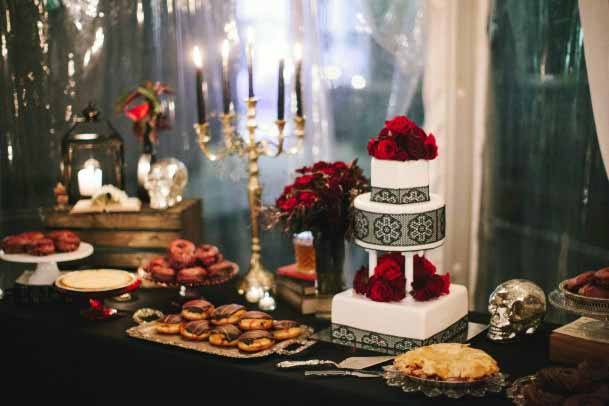 Black Lace Decorated Cake Gothic Wedding Decor