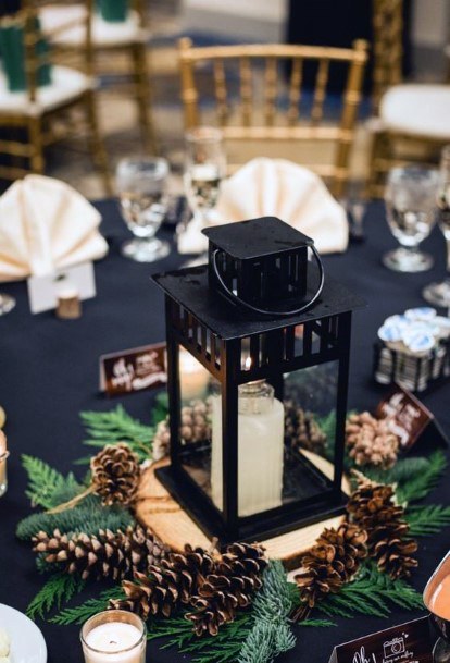 Black Lantern With Handle Wedding Decor