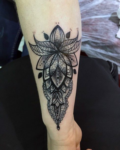 Black Lotus Flower Tattoo Women