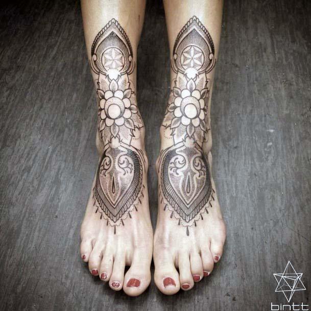 Black Marvellous Foot Tattoo Women