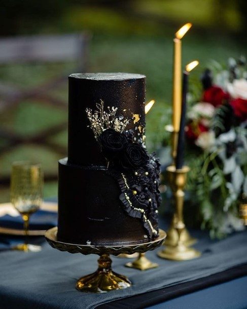 Black Mystical 2 Tier Wedding Cake