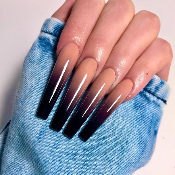 Black Ombre Nail For Ladies