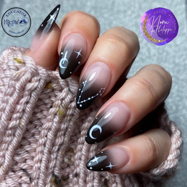 Black Ombre Nails Feminine Ideas