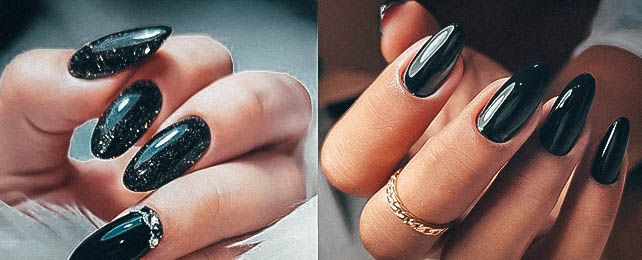 Top 100 Best Black Oval Nails For Women – Dark Fingernail Design Ideas
