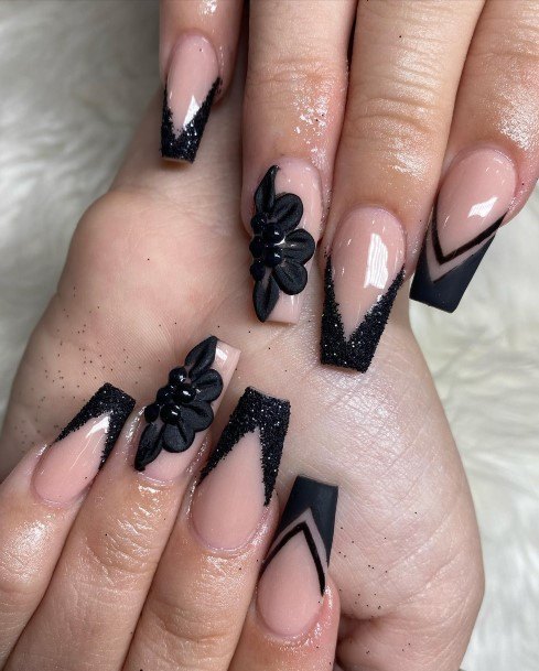 Black Prom Nails Feminine Ideas